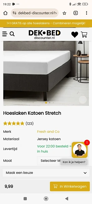 1+1 gratis op alle hoeslakens
