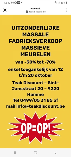 Fabrieksverkoop massieve meubelen