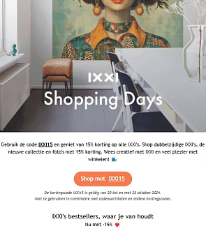 15% korting op alles bij IXXI