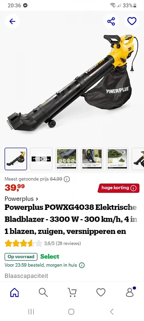 Powerplus POWXG4038 Elektrische Bladblazer