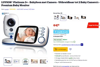 -50% LUVION® Platinum 3+ babyfoon met camera