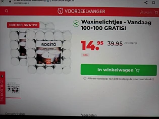 Waxinelichtjes - Vandaag 100+100 GRATIS! -63%