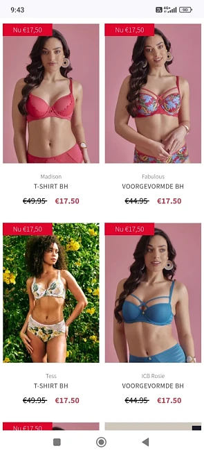 Alle bh's in sale €17,50 bij sapph