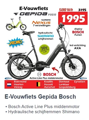 E-Vouwfiets Gepida Pugio Bosch Active Line