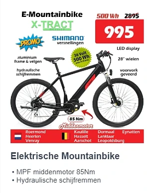 E-Mountainbike X-Tract Fast MPF middenmotor - 500Wh