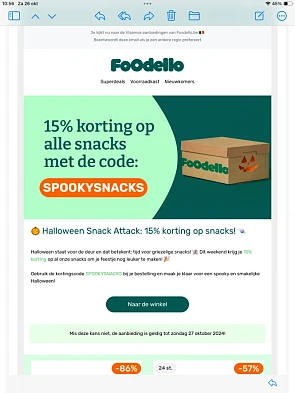 Foodello , korting op snacks