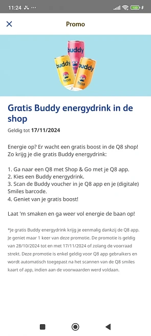 Q8: gratis energy drink