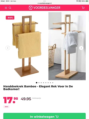Handdoekrek Bamboe