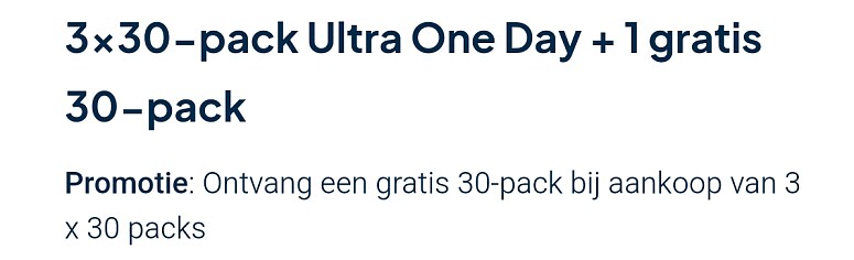 1 pack Ultra One Day gratis bij aankoop van 3 packs