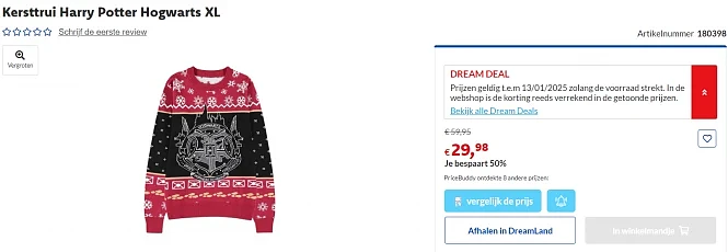 Kersttrui Harry Potter Hogwarts maat L & XL