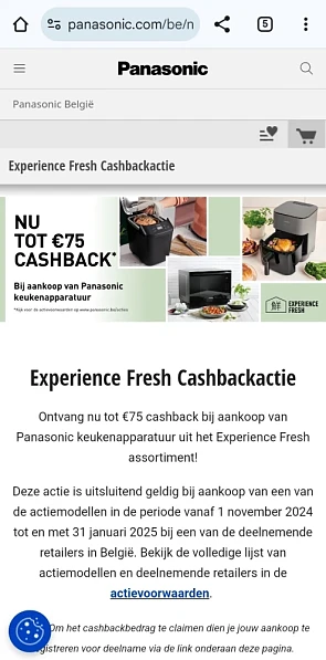 Tot €75 cashback bij aankoop van Panasonic keukenapparatuur
