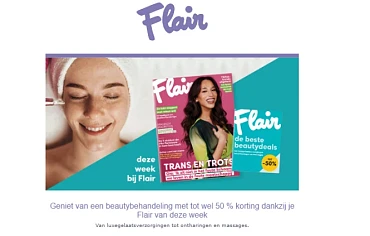 tot -50% op een beautybehandeling bij Flair