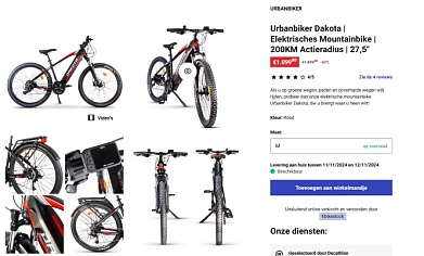 Urbanbiker elektrische mountainbike maat M