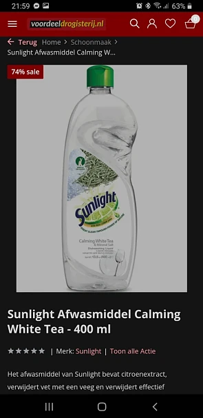 Voordeeldrogisterij Sunlight Afwasmiddel