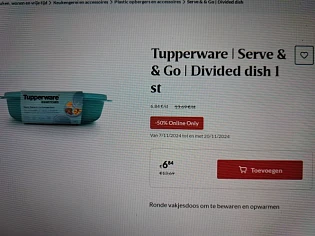Delhaize online only -50% tupperware