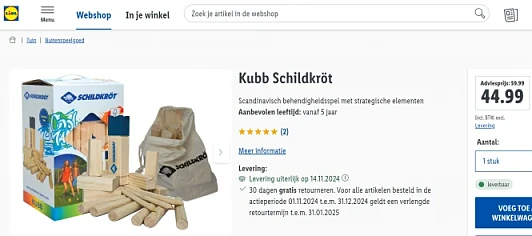 -25% Kubb spel bij Lidl