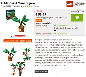 -20% LEGO 76433 Mandragora Harry Potter