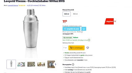 Tot 50% korting op cocktailshakers- en glazen !