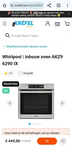 Whirlpool Inbouw oven AKZ9 6290 IX