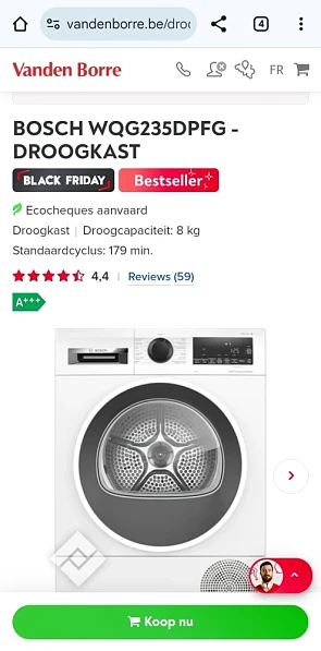 BOSCH WQG235DPFG A+++ DROOGKAST