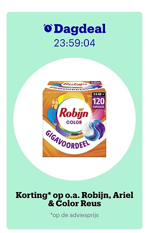 Dagdeal korting op op o.a. robijn, ariel & color reus