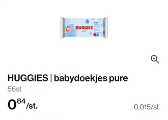 €0,84 Huggies babydoekjes Pure 56 stuks 👶