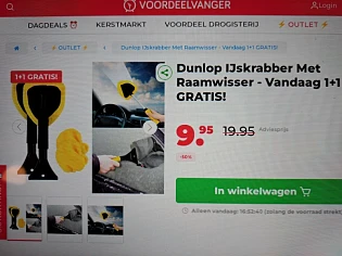 Dunlop IJskrabber Met Raamwisser - Vandaag 1+1 GRATIS! -50%