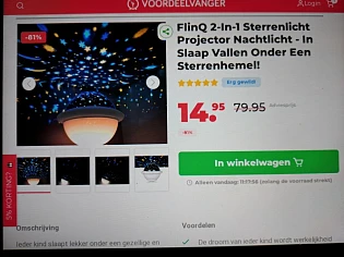 FlinQ 2-In-1 Sterrenlicht Projector Nachtlicht - In Slaap Vallen Onder Een Sterrenhemel! -81%