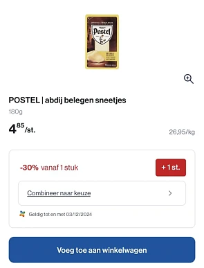 Promo op Postel kaas