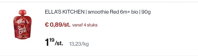 -25% Ella’s kitchen smoothie, red fruit 🍓Collect&Go
