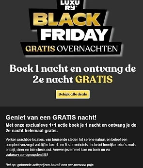 Boek 1 nacht en krijg een 2e gratis 🤩 Black Friday deal ViaLuxury