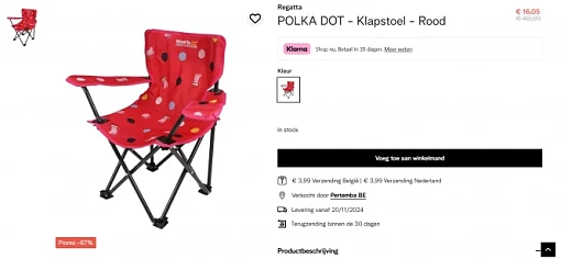 Tot -74% kids campingstoelen Regatta ✨ Mega Black Days bij INNO