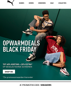 Tot -40% en nog eens -20% extra bij PUMA