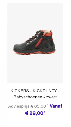 Kickers schoentjes tot 65% korting