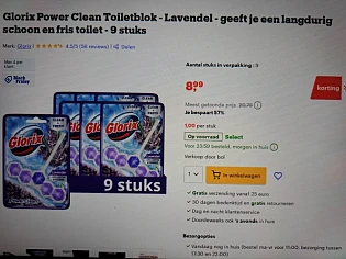 Glorix Power Clean Toiletblok - Lavendel - geeft je een langdurig schoon en fris toilet - 9 stuks -57%