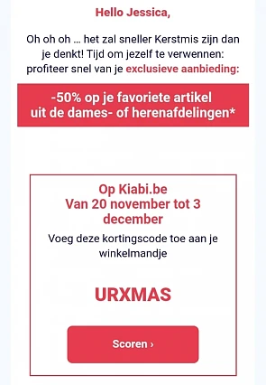 -50% op je favoriete artikel uit de dames- of herenafdelingen