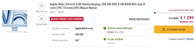 Tot €500 korting op een selectie van MacBook en iMac bij Fnac