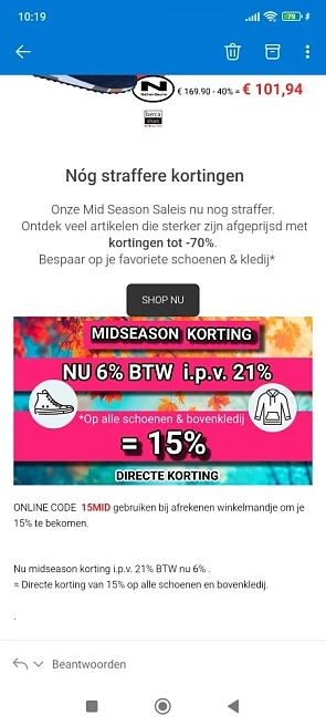 15% korting bij berca