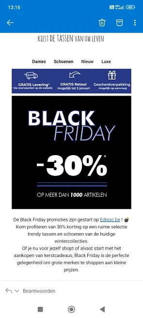 30% korting bij edisac.