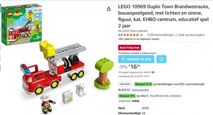 -43% Duplo Brandweerauto 🚒 Extra Black Friday korting!