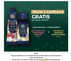 Gratis handcrème en douchegel bij yves rocher