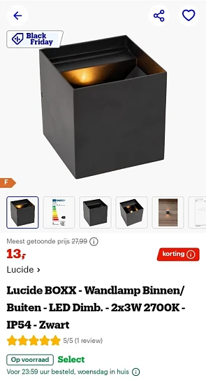 Lucide BOXX Wandlamp Binnen/Buiten