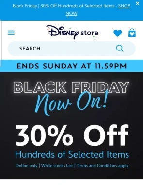 Disneystore deals -30% 🖤 Black Friday