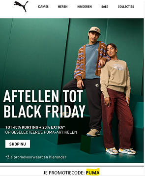 Tot -40% bij PUMA en nog eens -20% extra 👟