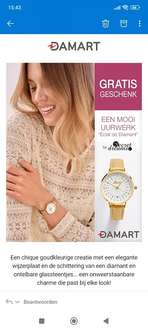 Gratis uurwerk bij damart