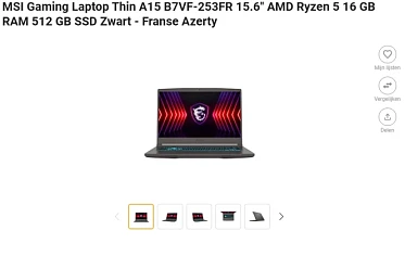 32% korting op MSI Gaming Laptop bij Fnac