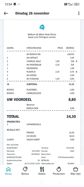 Aankoop ah €8,80 korting