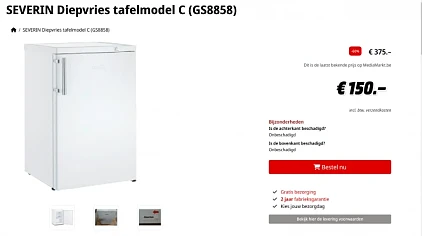 Severin diepvries tafelmodel