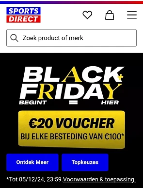 Voucher €20 bij besteding van €100 op sportsdirect.be