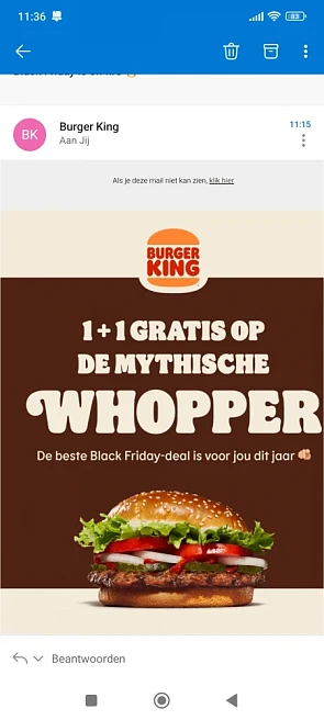 Gratis whopper bij Burger King